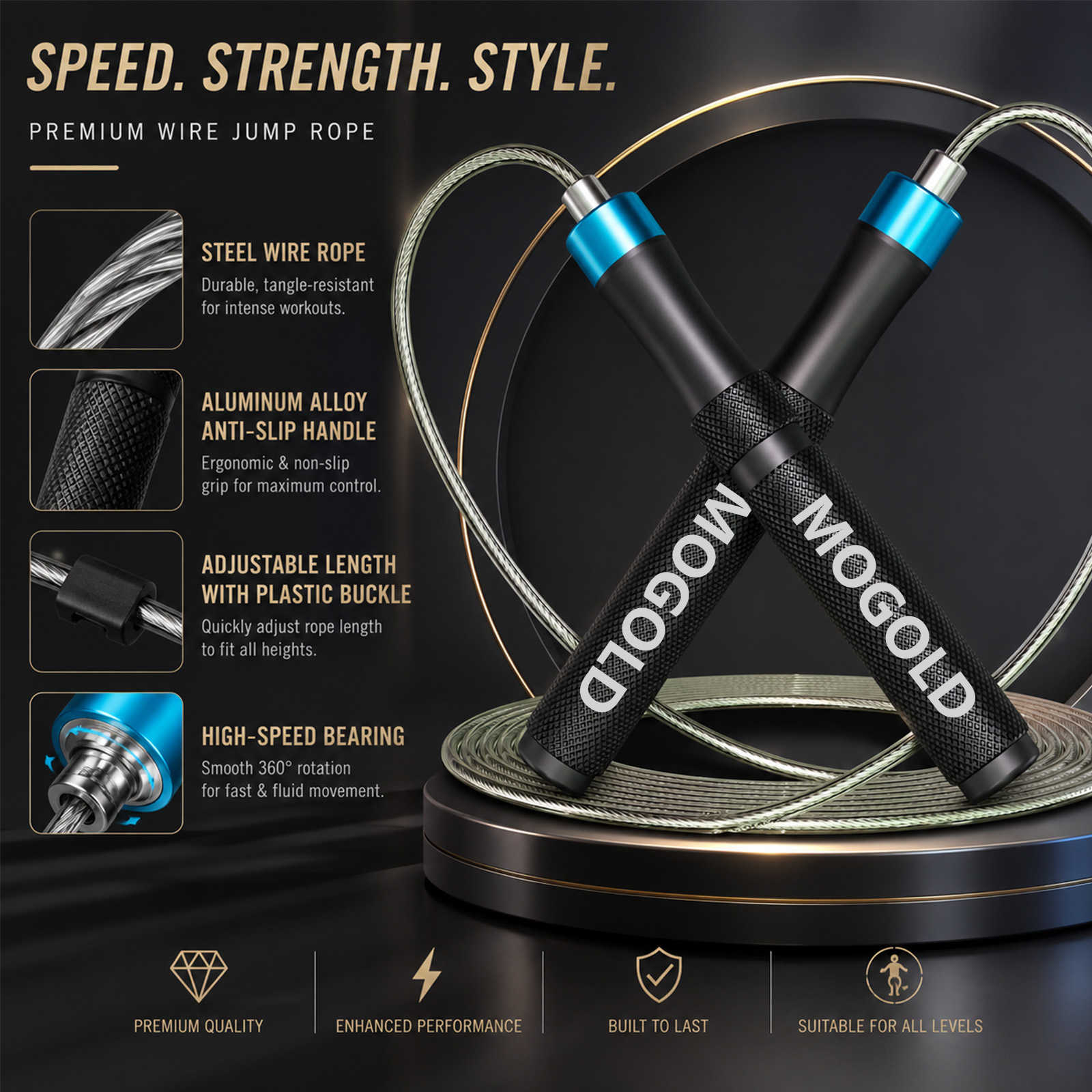 Jump Rope Bearing - Corde à sauter professionnelle MOGOLD avec