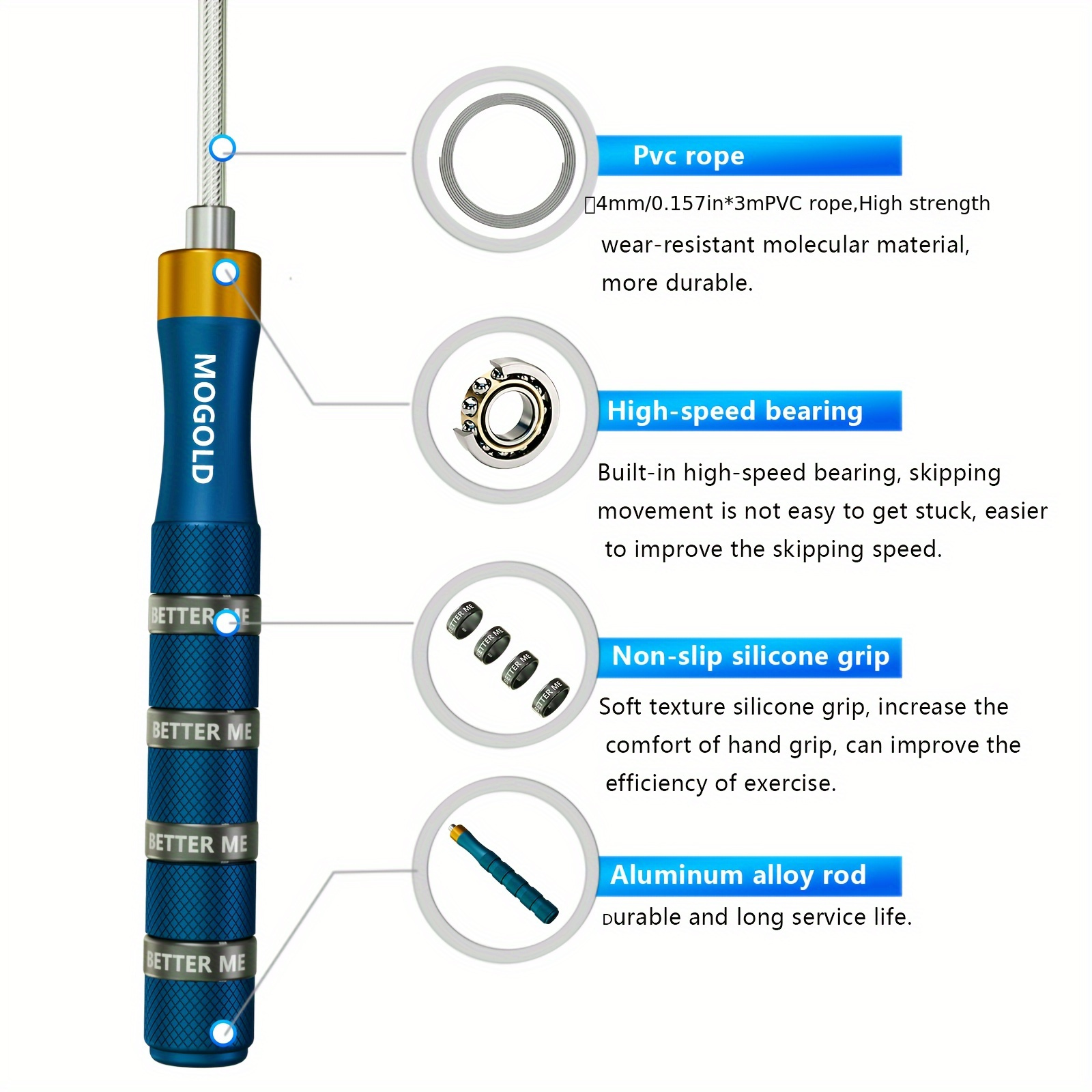 Corde à sauter réglable haute  - Jump Rope Bearing avis et prix