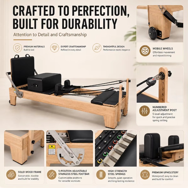 YTYIN Reformer Pilates en bois - Home Gym Studio avis et prix